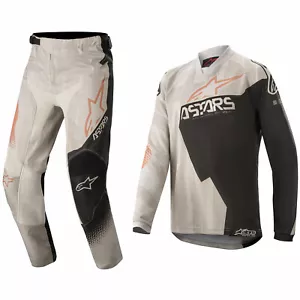 YOUTH KIDS ALPINESTARS RACER MOTOCROSS KIT PANTS JERSEY FACTORY GREY BLACK RUST - Picture 1 of 6