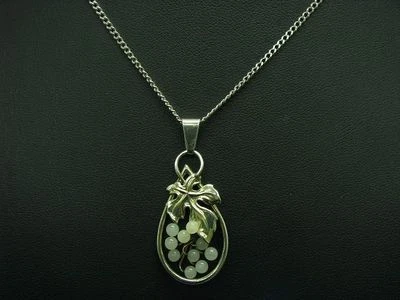 835 Argento Collana Pendente Con Vetro Ricoperto / Vero Argento/6,0g/42,5cm - Immagine 1 di 3