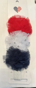 Red White And Blue Glitter Head Wrap For Baby Girl 4th of july - Picture 1 of 3
