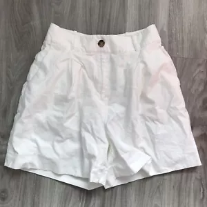 Alex Marie Linen White Shorts Women 6 Pleated High Rise Resort Wear Casual Chino - Picture 1 of 8