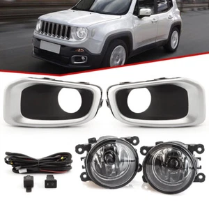 Front Bumper Fog Light w/ H11 Bulb Cover Harness Kit For 2015-2018 Jeep Renegade - Imagen 1 de 15