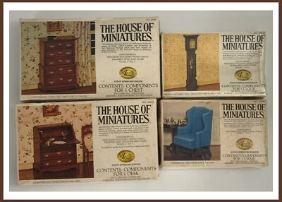 Kits House of Miniatures - JUEGO DE 4 ~ Pecho 40009/Escritorio 40017/Reloj 40018/Silla 40016 Foto 1 de 4