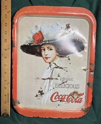 Vintage Metal Coca-Cola Serving Tray-Hamilton King 1909 Girl Portrait Circa 70's - Image 1 of 4