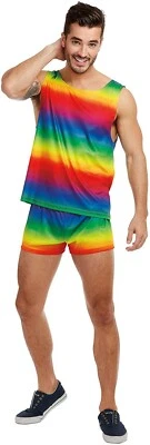 Dreamgirl Rainbow Gay Pride Rave Tank Top Shorts Adult Halloween Costume 11956 - Image 1 of 4