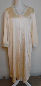 Vintage Vanity Fair Peignoir Morgenmantel Kleid gelb Damen Gr. 38 Spitzenbesatz Made in USA - Bild 1 von 12