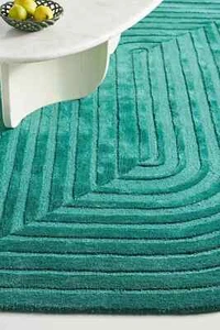 Tonya - Teal, Hand-Tufted Wool & Viscose Soft Area Rug Carpet, 5x8, 6x9, 8x10 - Picture 1 of 4