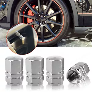 4X Silver Aluminum Metal Wheel / Tire Valve Stem Air Caps for Kenworth T680 - Picture 1 of 6