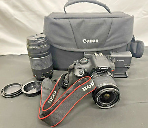 Cámara réflex digital Canon EOS Rebel T6 con lente de 18-55 mm y 75-300 mm con tarjeta SD