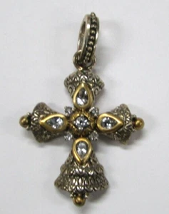 BARBARA BIXBY STERLING SILVER 18K YELLOW GOLD WHITE TOPAZ ENHANCER PENDANT - Picture 1 of 5