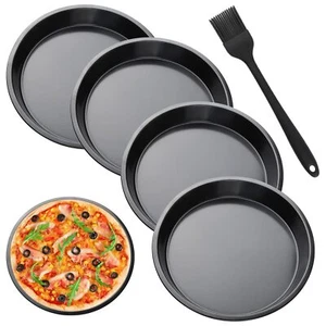 4pcs Diameter 22cm Round Pizza Tray Non-Stick Large Pizza Plate for Pies Cakes - Picture 1 of 7