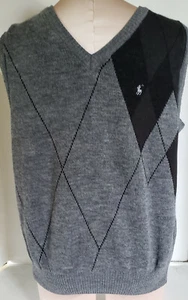 RALPH LAUREN Polo Sweater Vest Size Mens Small Youth XL Gray Black - Picture 1 of 5