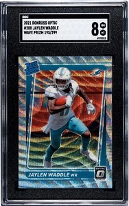 2021 Donruss Optic #208 Jaylen Waddle Dolphins RC Rookie Wave /299 SGC 8 NM-MT - Picture 1 of 2