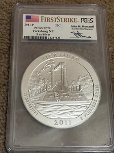 2011-P Mercanti SP70 First Strike 5 OZ Vicksburg PCGS ATB - Picture 1 of 2