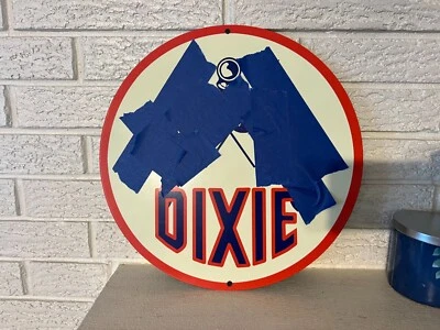 Dixie Gas 14" Round Logo Railroad Sign 24 Gauge Steel DL - Image 1 of 3