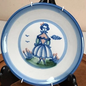 Vintage M.A. Plato de postre ensalada Hadley Pottery mujer dama niña agricultor 8" - Imagen 1 de 3