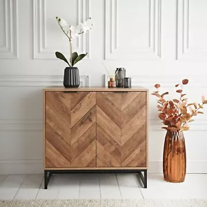 Rustic Oak Finish 2 Door Sideboard Multi Storage Cabinet Dinning Room, Hallway - Picture 1 of 2