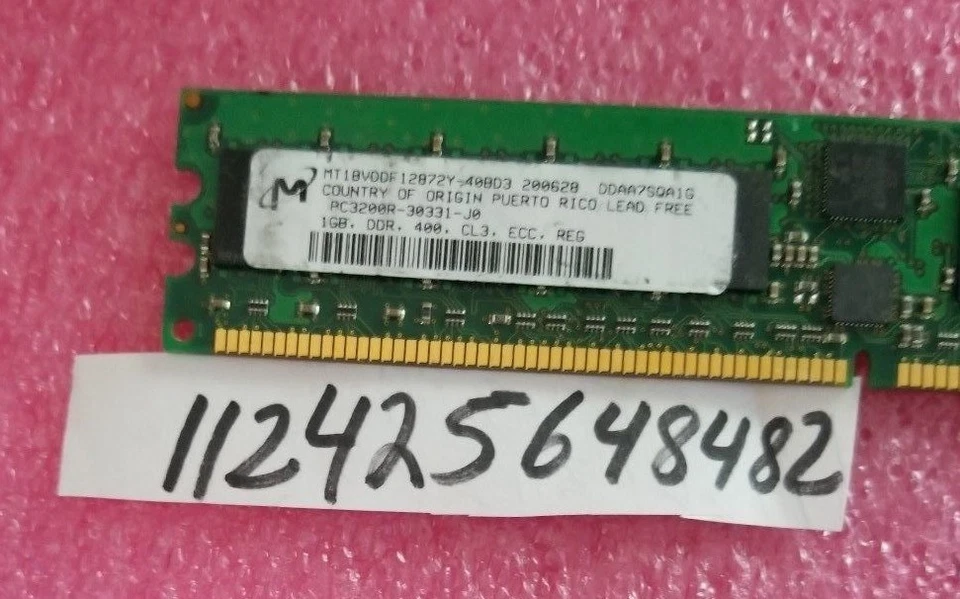 1GB DDR DDR1 PC PC3200R DDR-400 3200 400  184PIN ECC-REG. RDIMM 128X4 1RX4   - Image 1 of 1
