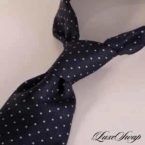 Robert Talbott English Printed Silk Navy Microtwill Pois Starlight Spotted Tie - Picture 1 of 6