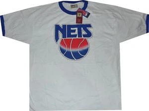 New Jersey Nets Throwback Majestic Ringer White T Shirt New Tags Men's 2XL - Picture 1 of 3