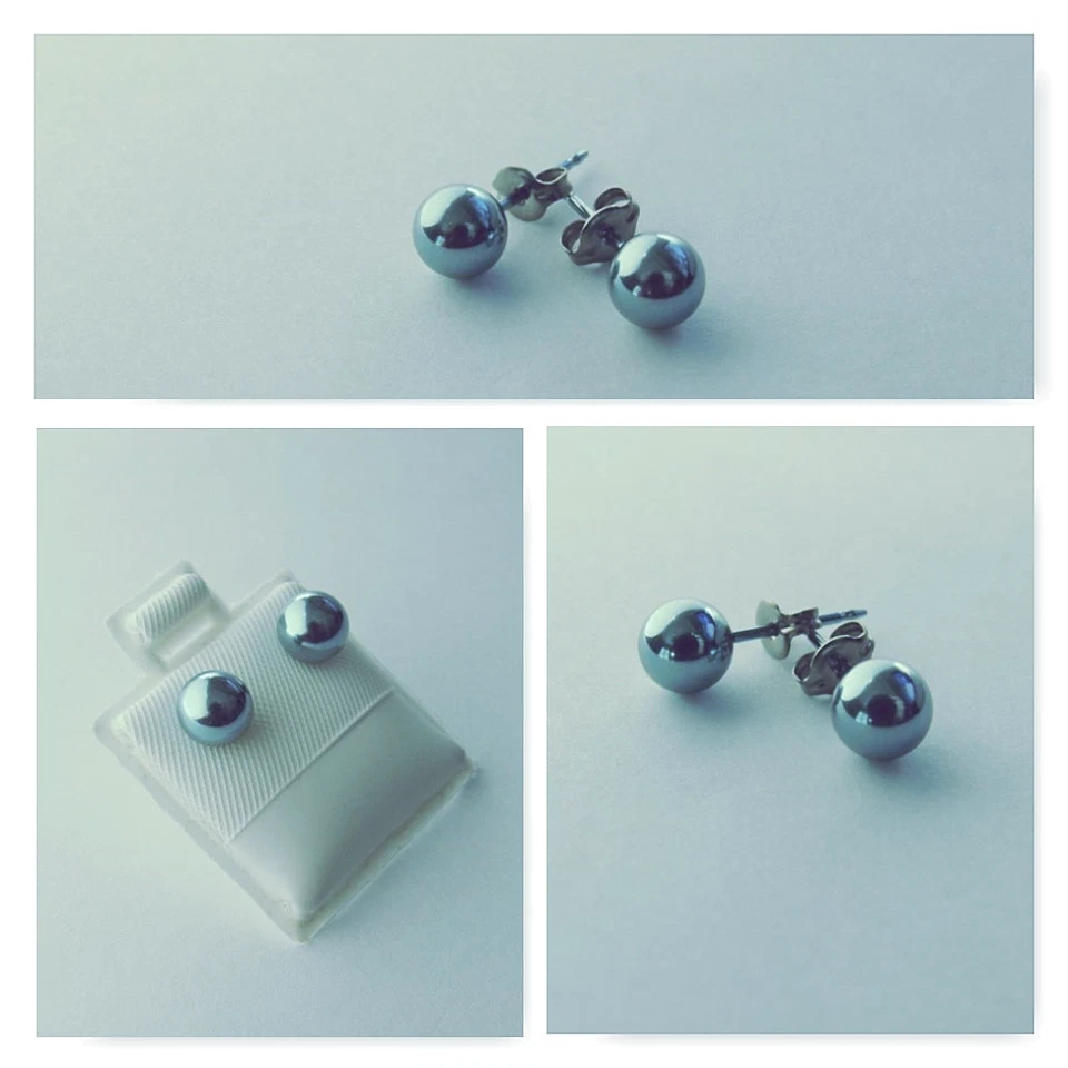 Nuevo Juego de Pendientes Redondos Titanio Azul Hielo Bola Hipoalergénico 6MM Foto 1 de 1