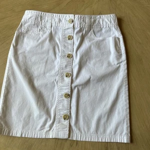 VTG 80s White Midi Skirt W/Buttons Granny Skirt Preppy Sail Mini Pencil Nautical - Picture 1 of 6