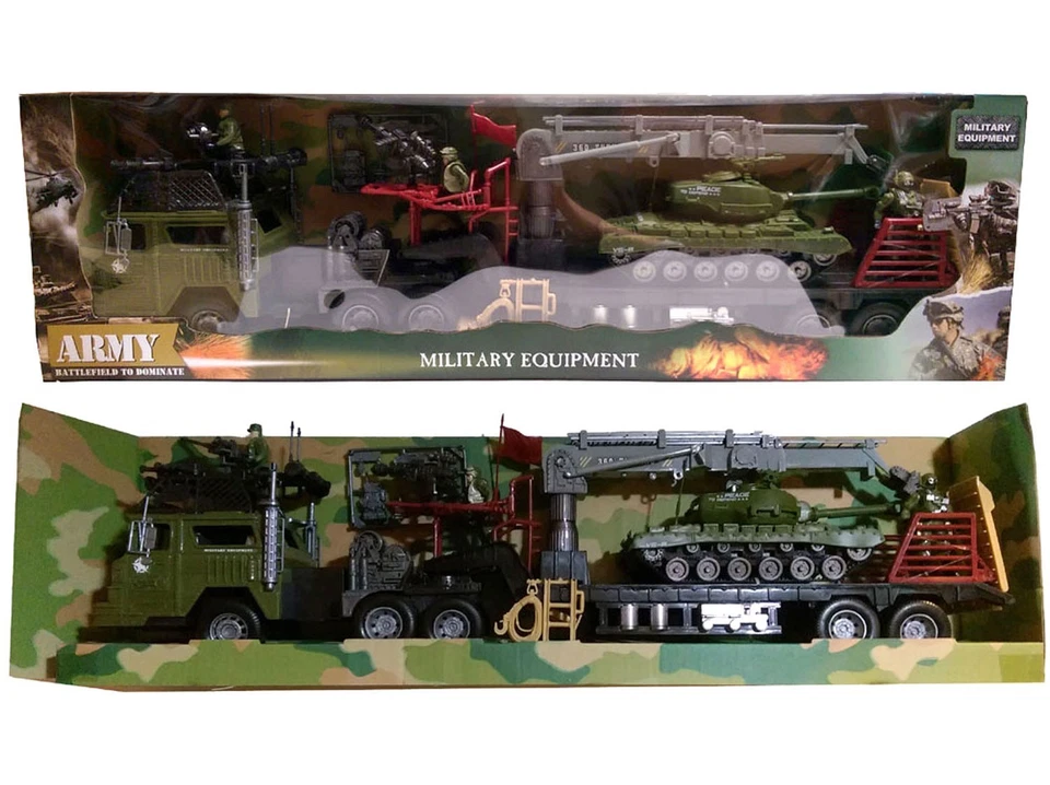 2 Military 8pcs Play Set Toy Army 37 FF Truck Helicopter Tank Soldiers