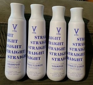 V&Co Straight Hair + Peptides (2) Shampoo (2) Conditioner 12oz - Picture 1 of 3
