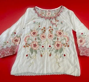 🌸 Beautiful Johnny Was M Grace Embroidered Tunic Top EUC - Picture 1 of 13