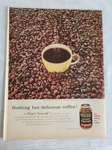 VTG 1955 Original Magazine Ad Nescafe Coffee Nothing But Delicious - Picture 1 of 1