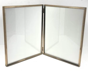 Vintage Bilderrahmen aufklappbar beidseitig geätzt Messing 8x10 goldfarben • stehend • MCM - Bild 1 von 6