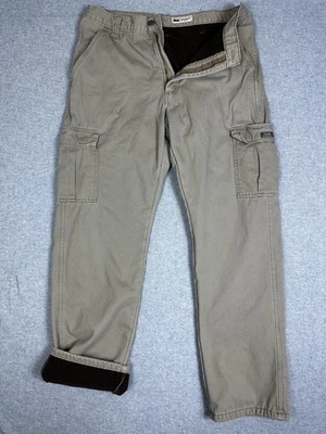 Pantalones cargo Wrangler para hombre 34x34 caqui calce relajado forrados de lana ropa de trabajo resistentes Foto 1 de 4