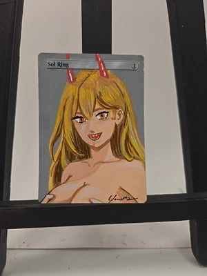 MTG Sol Ring – Hand-Painted Alter, Anime Portrait, Signed, OOAK, by BAZAYO - Image 1 of 2