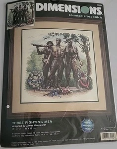 Dimensions "Three Fighting Men" Himsworth Counted Cross Stitch 15"x15" #35024 - Picture 1 of 4