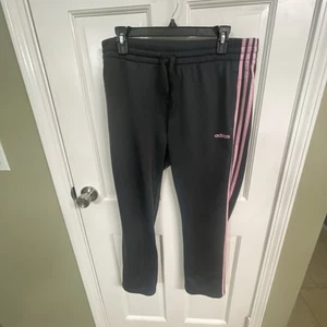 Adidas Hose Damen Large grau hellrosa 3 Streifen Track Warm Up mit Kordelzug - Bild 1 von 15