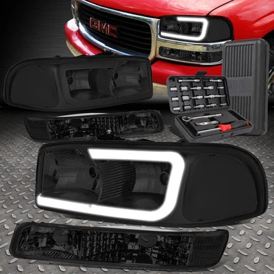 PARA 99-07 GMC SIERRA YUKON LED DRL FARO AHUMADO/CLARO CON LÁMPARA PARACHOQUES + JUEGO DE HERRAMIENTAS Foto 1 de 4