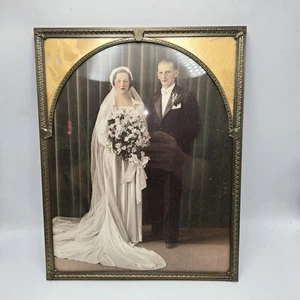 VIKTORIANISCHES HOCHZEITSFOTO ORIGINAL IM RAHMEN coloriert Vintage 11 x 14 - Bild 1 von 6