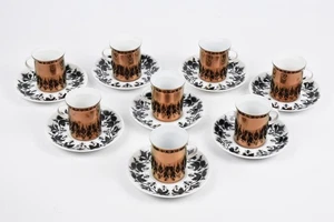 8er Set MCM Bjørn Wiinblad für Rosenthal Berlin Hilton Demitasse Tassen & Untertassen - Bild 1 von 4