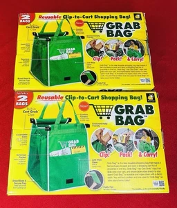 GRAB BAG WIEDERVERWENDBAR CLIP TO CART EINKAUFSTASCHEN BEINHALTET 2 Posten 4 TASCHEN NEU - Bild 1 von 4