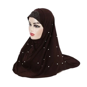 Long Scarf Hijab Overhead Instant Muslim Women One Piece Headscarf Amira Ramadan - Picture 1 of 151