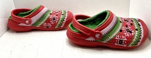 Crocs Christmas Red Fuzzy Lined Ugly Sweater Holiday 205857 Size M4/W6 - Picture 1 of 9