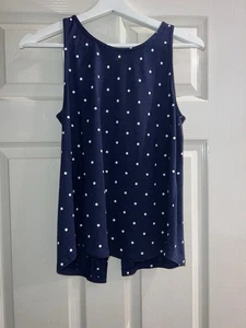 Springfield navy/white jersey open back polka dot top size M - Picture 1 of 4