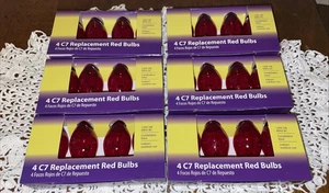 6 Packungen mit 4 Stück C7 Ersatz ROTES GLAS Glühbirnen (24 Glühbirnen) NEU in PKG - Bild 1 von 6