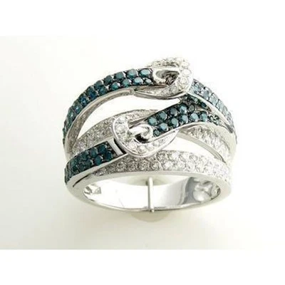 Anillo Le Vian Oro Blanco 14K G-H VS2 Diamante Azul 1.57 cts Hebilla de Cóctel Talla 7 Foto 1 de 4