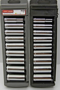 Craftsman 18 Piece 3/8 Inch Drive 12 Point Standard SAE Metric Deep Socket Set - Bild 1 von 15