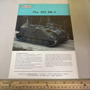 VTG Hagglunds PBV 302 MK 2 Swedish Military Armored Personnel Carrier Brochure - Picture 1 of 2