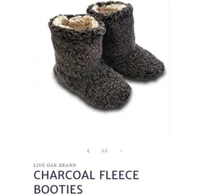 LIVE OAK BRAND ADULT FLEECE BOOTIES Charcoal Black Slippers Women's Size Small - Picture 1 of 2