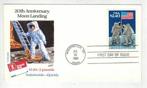 Espacio $2.40 CORREO PRIORITARIO PRIMER HOMBRE EN ATERRIZAJE LUNAR 20 aniversario #2419 - Imagen 1 de 1