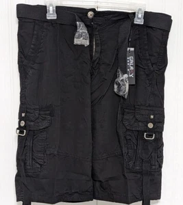 New Galaxy by Harvic Men's Black Cargo Shorts w/ Belt Size 32 Retail $68 - Picture 1 of 7