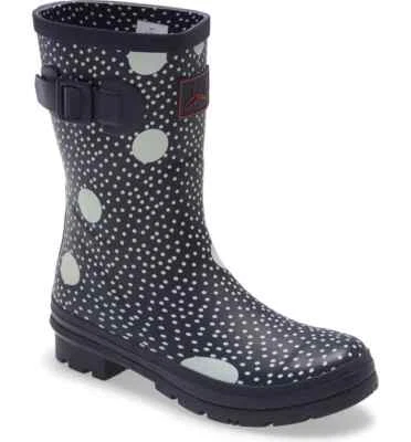 Botas de Lluvia Joules MOLLY Welly Pull On Media Pantorrilla Azul Marino Punto Talla 7 Para Mujer Nuevas Foto 1 de 4