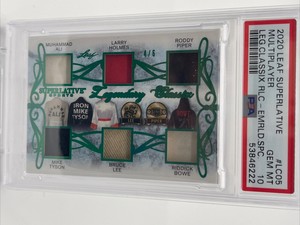 MUHAMMAD ALI BRUCE LEE MIKE TYSON HOLMES 2020 LEAF GAME USED PATCHES PSA 10 POP1